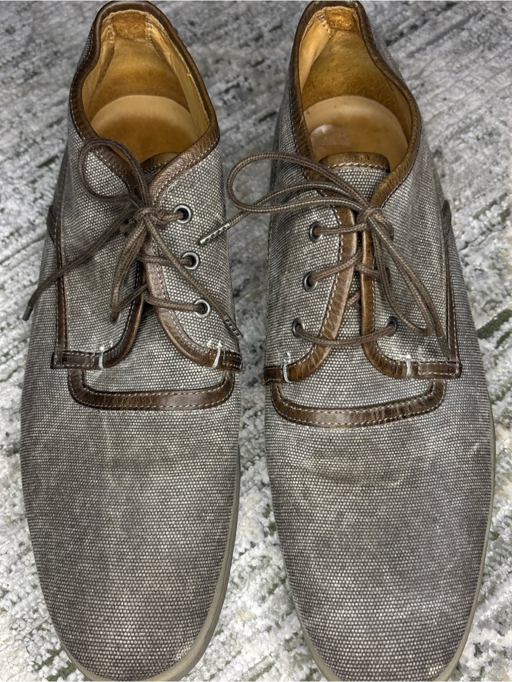 John Varvatos Gray-Brown Canvas Derby Shoes